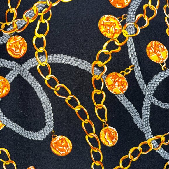 Vintage STARINGTON Sequin & Bead Embellished Chain & Coin Silk Blouse - EUC - 8 - Picture 8 of 16